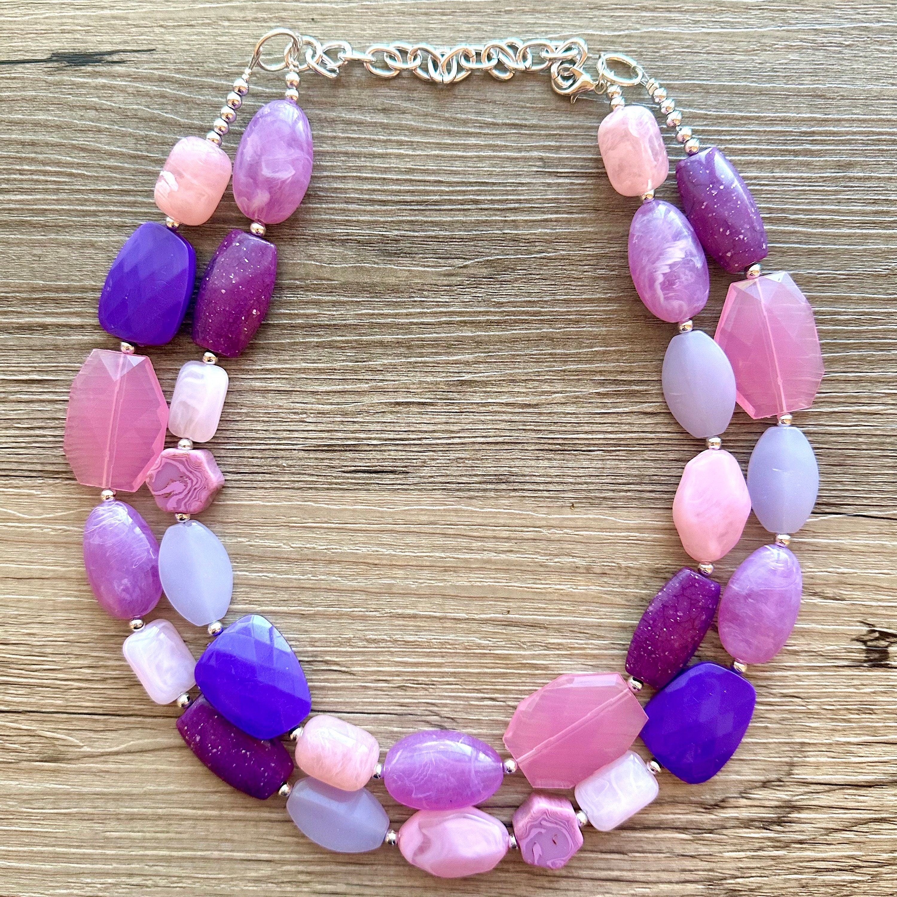 Fade to Pink Lavender Double Strand OOAK Statement Necklace  display picture 1
