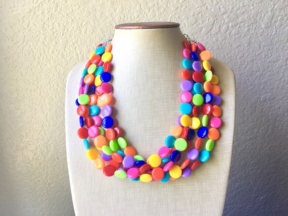 Colorful Jewelry Rainbow Beaded Necklace Chunky statement necklace rainbow jewelry big beaded necklace rainbow baby