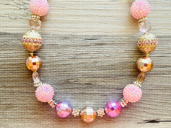 Pink and gold statement best sale necklace