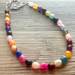 Collana di perline arcobaleno Jelly Bean, gioielli colorati, collana vistosa, gioielli arcobaleno, coriandoli arcobaleno per bambini, perline colorate