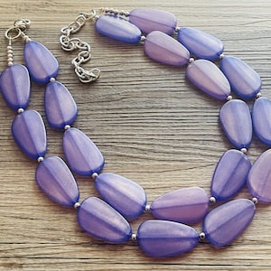 Purple Paradise chunky statement necklace & earrings, lilac big bead jewelry gifts for women, bib jewelry Multi-Strand necklace, beaded