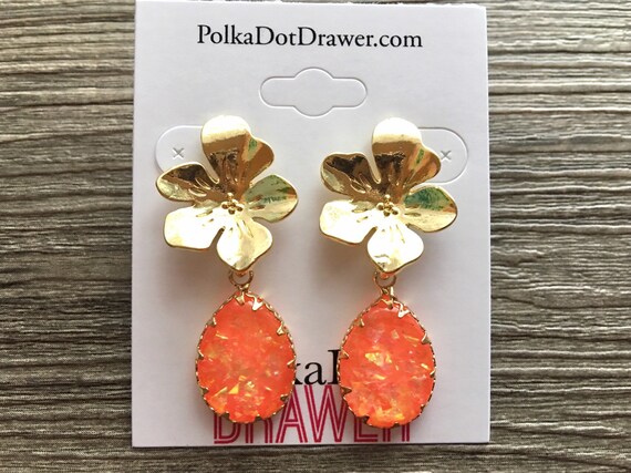 Neon coral best sale earrings