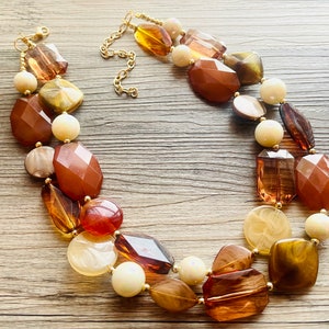 Brown Butter Gold chunky necklace, brown beaded jewelry, resin beaded Mocha necklace, brown beaded necklace, cinnamon necklace