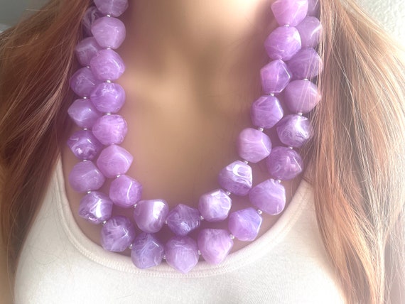 Light Purple Chunky Statement Necklace 
