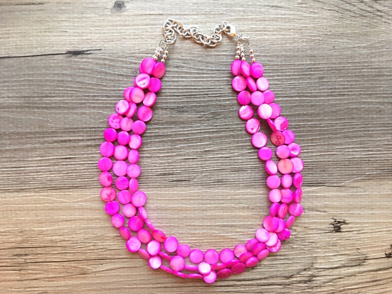 Hot Pink Statement Necklace Extra chunky multistrand Etsy