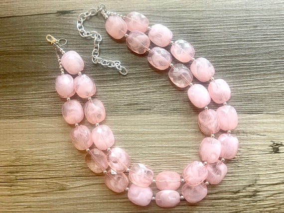 Peach Chunky Statement Jewelry Set, Big Bib Beaded Jewelry, Double Strand  Statement Necklace Earrings, Peach Bridesmaid Wedding Coral -  Canada