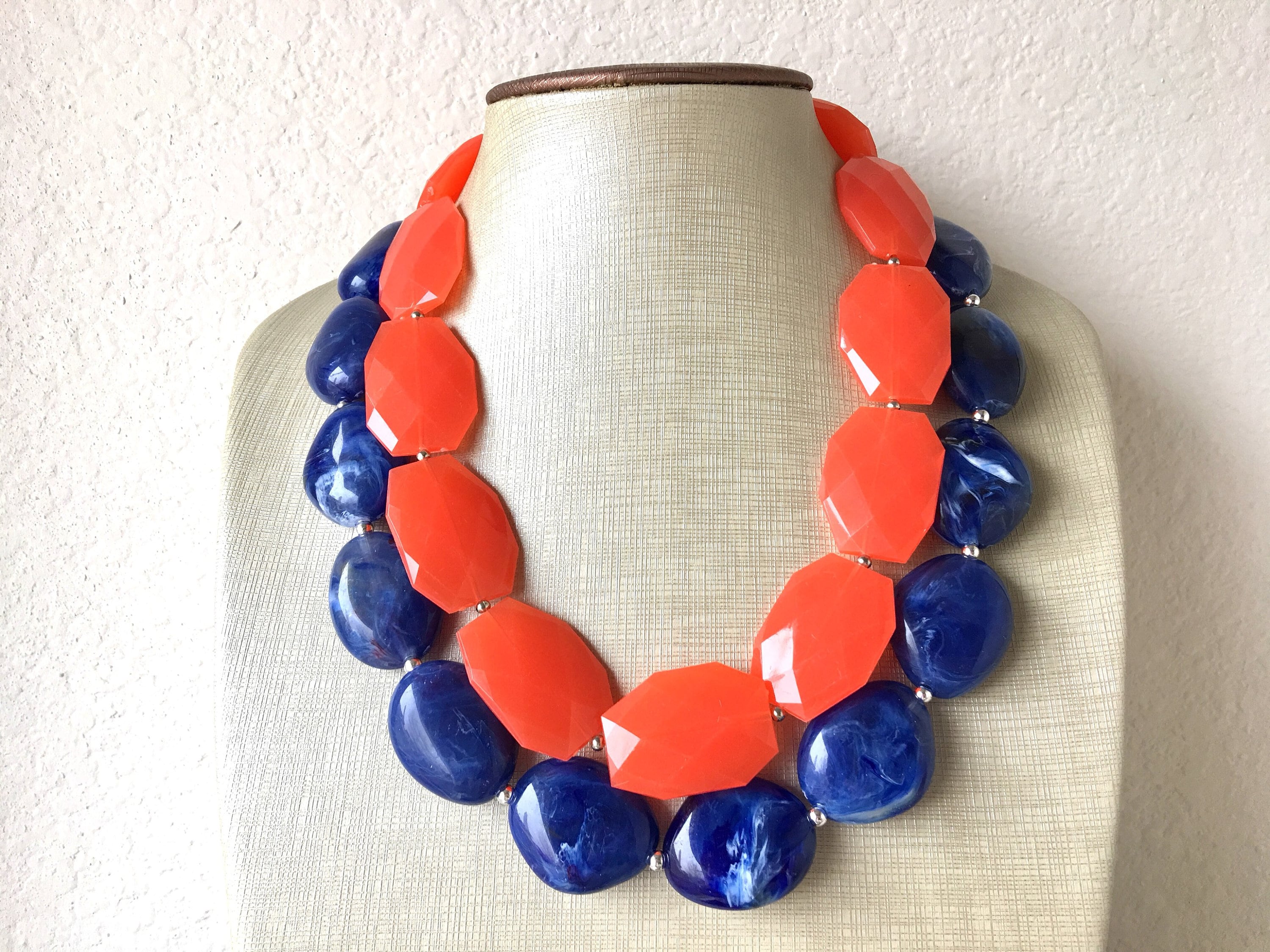 Orange and blue necklace deals