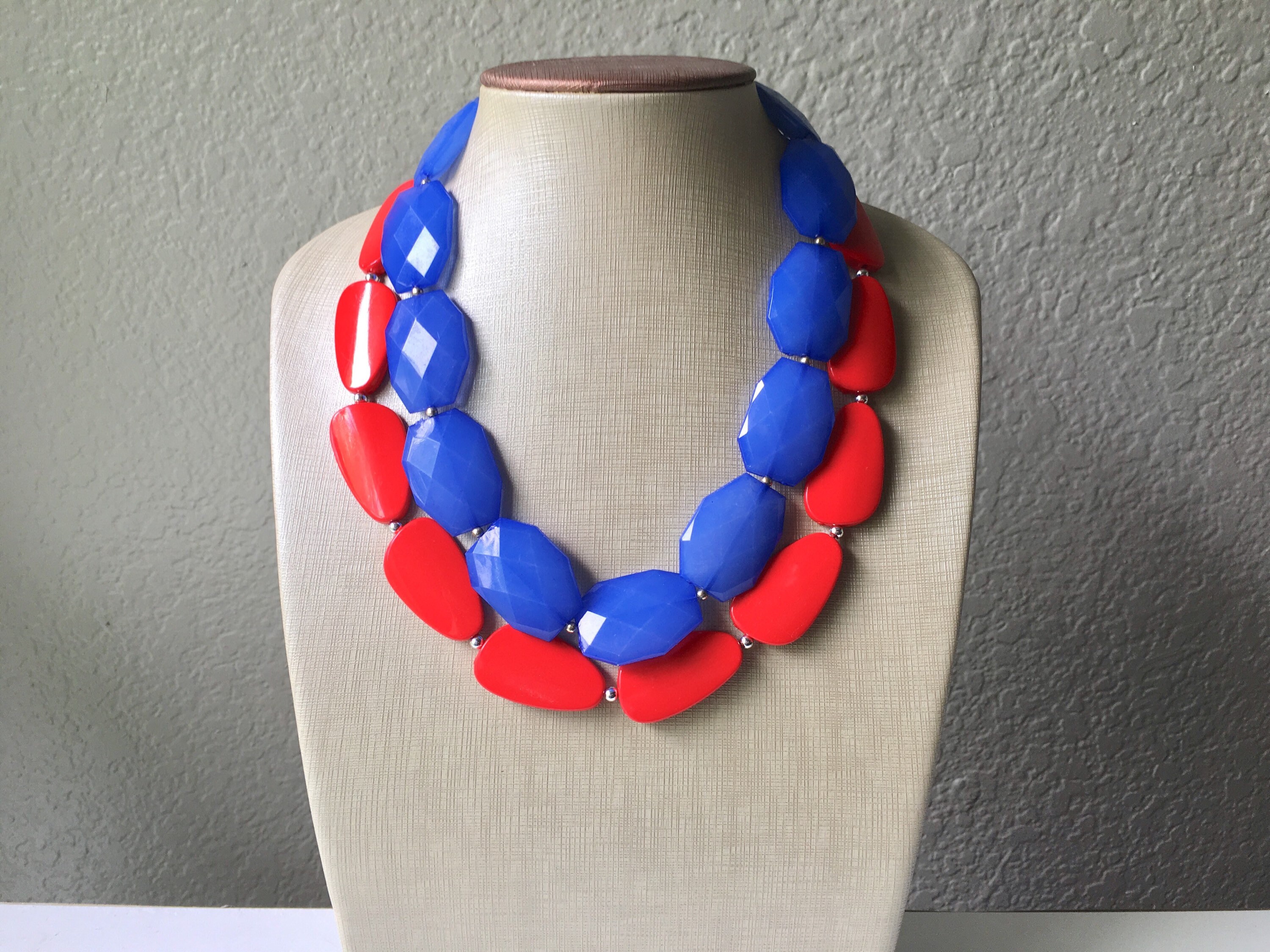 Red and blue necklace deals