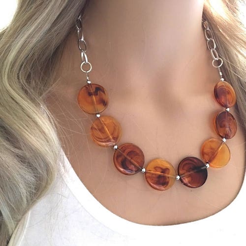 Tortoise Shell Statement Necklace 