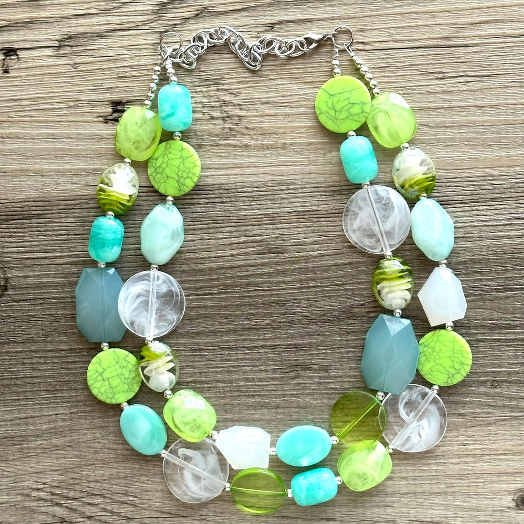 コーラルビーズネックレス ハニーデューヘイブンチャンキーステートメントネックレス、コーラル