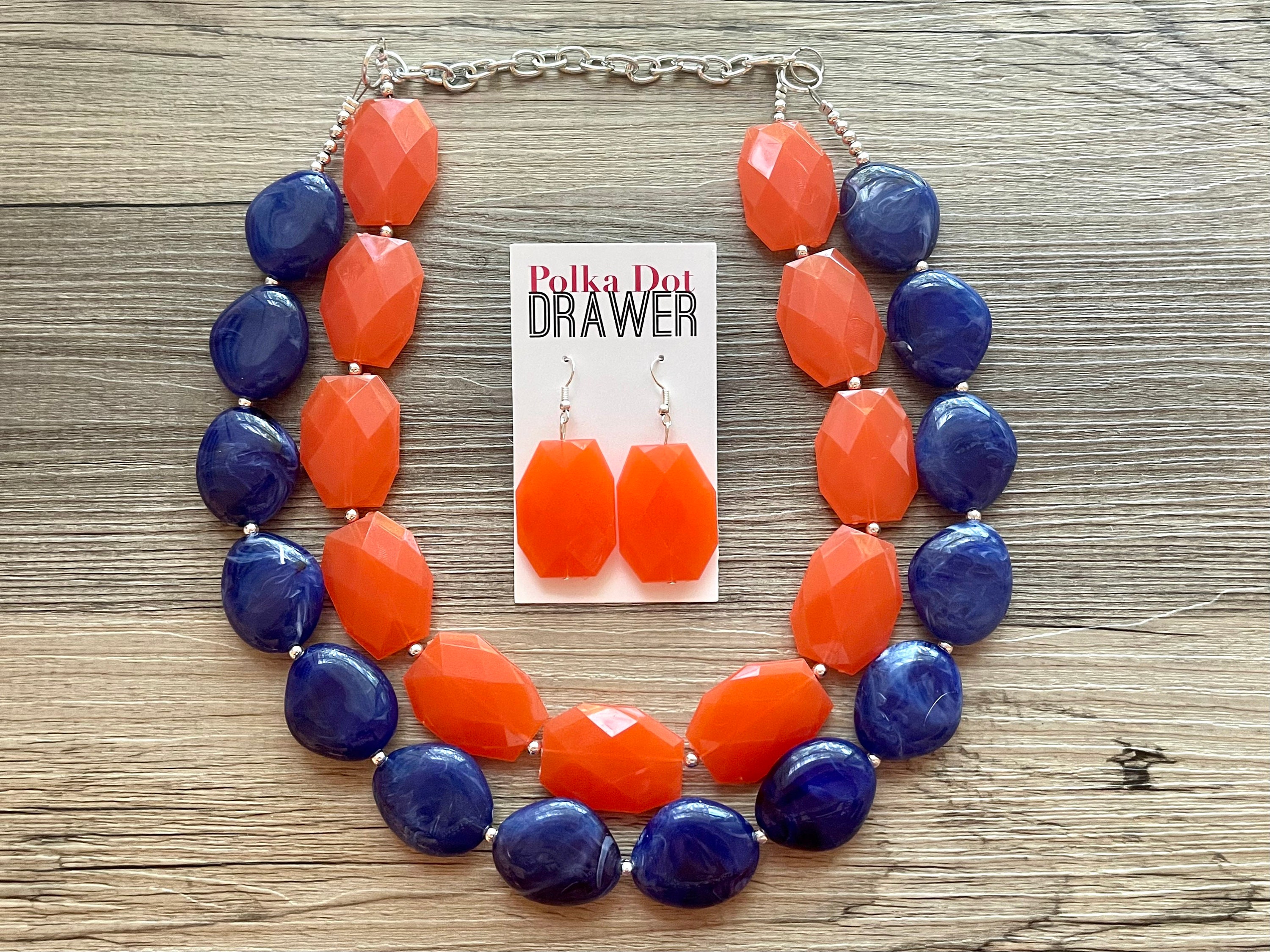 Orange and deals blue necklace