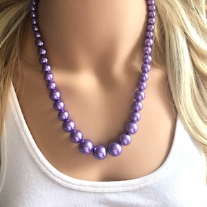 Single Strand Purple chunky statement necklace & earrings, big bead jewelry gifts for women, bib jewelry Multi-Strand necklace, beaded
