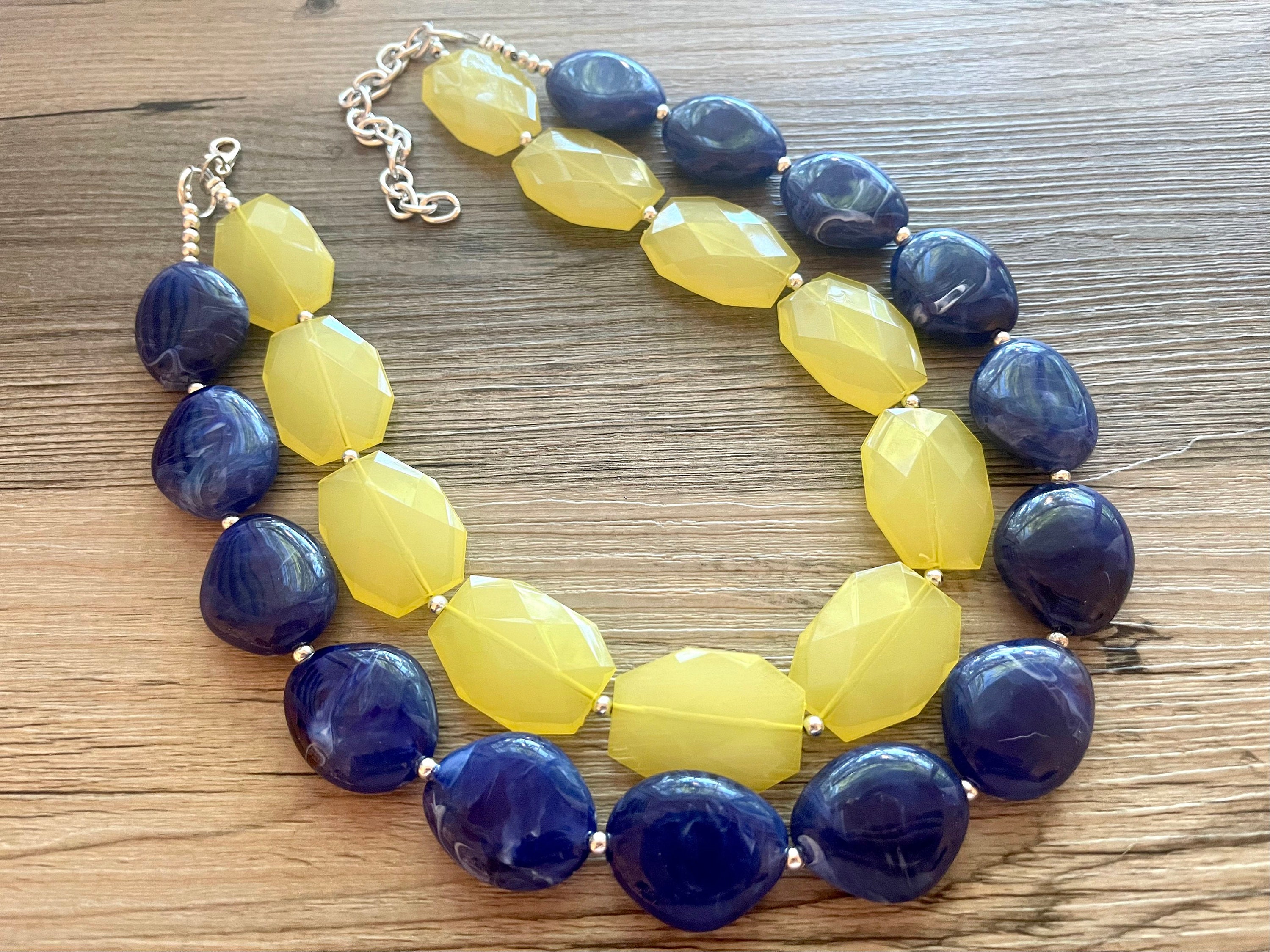 Blue and yellow necklace deals