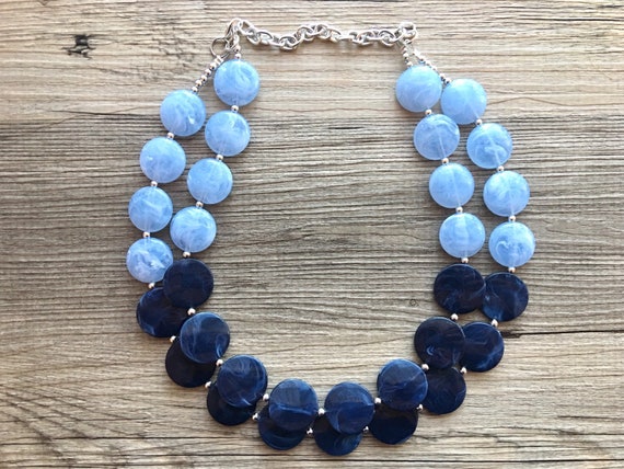 Navy Statement Necklace Chunky 