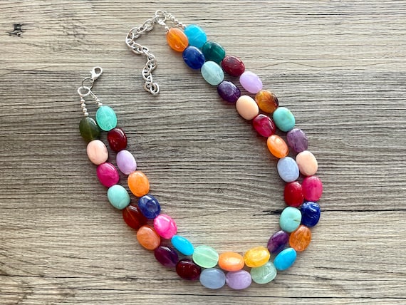 Lot de 2 colliers avec petite pierre Multicolore