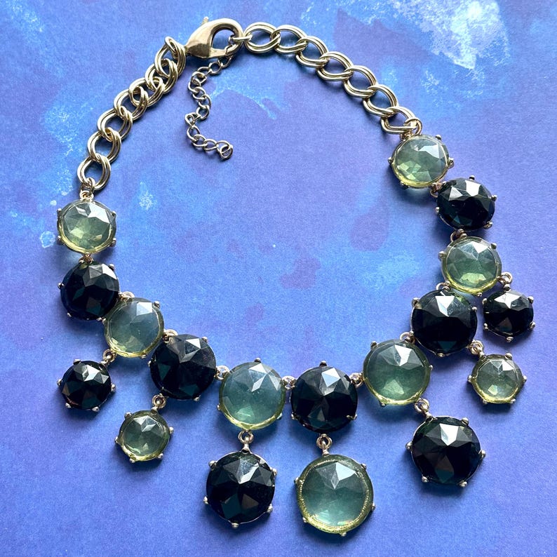 Splendor Necklace Vintage Green Splendor Statement Necklace, Chunky Jewelry Big Beaded ...