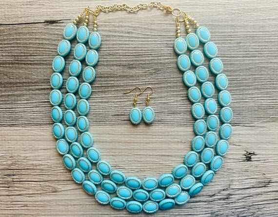Aqua statement necklace deals