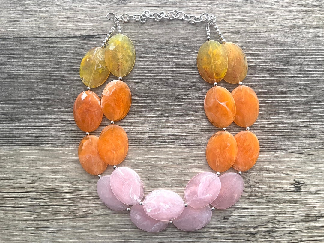 ●PINK PINEAPPLE● SMILE BEADS NECKLACEORANGE m1037_1016272 Orange Slice Charm Necklace, Gold Orange Charm, N27 - Etsy