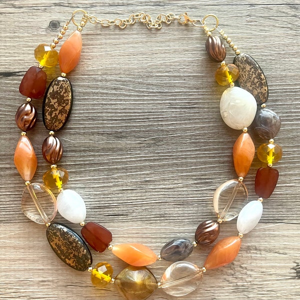 Burnt Orange Statement Jewelry Set Handmade