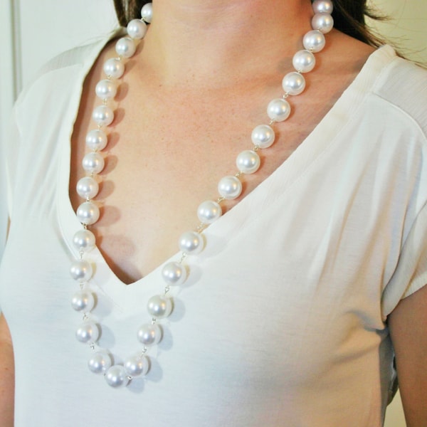 Oversized Pearl Necklace Etsy