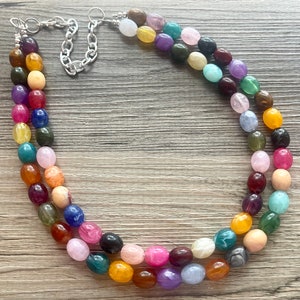 Collana con perline arcobaleno Double Jelly Bean, gioielli colorati, collana vistosa, gioielli arcobaleno, coriandoli arcobaleno per bambini