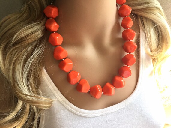 Chunky orange bead best sale necklace