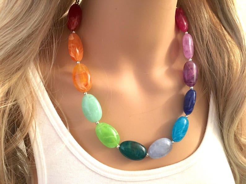 Vibrant Ricky Rainbow Necklace - Colorful Statement Jewelry by Laura Elizabeth