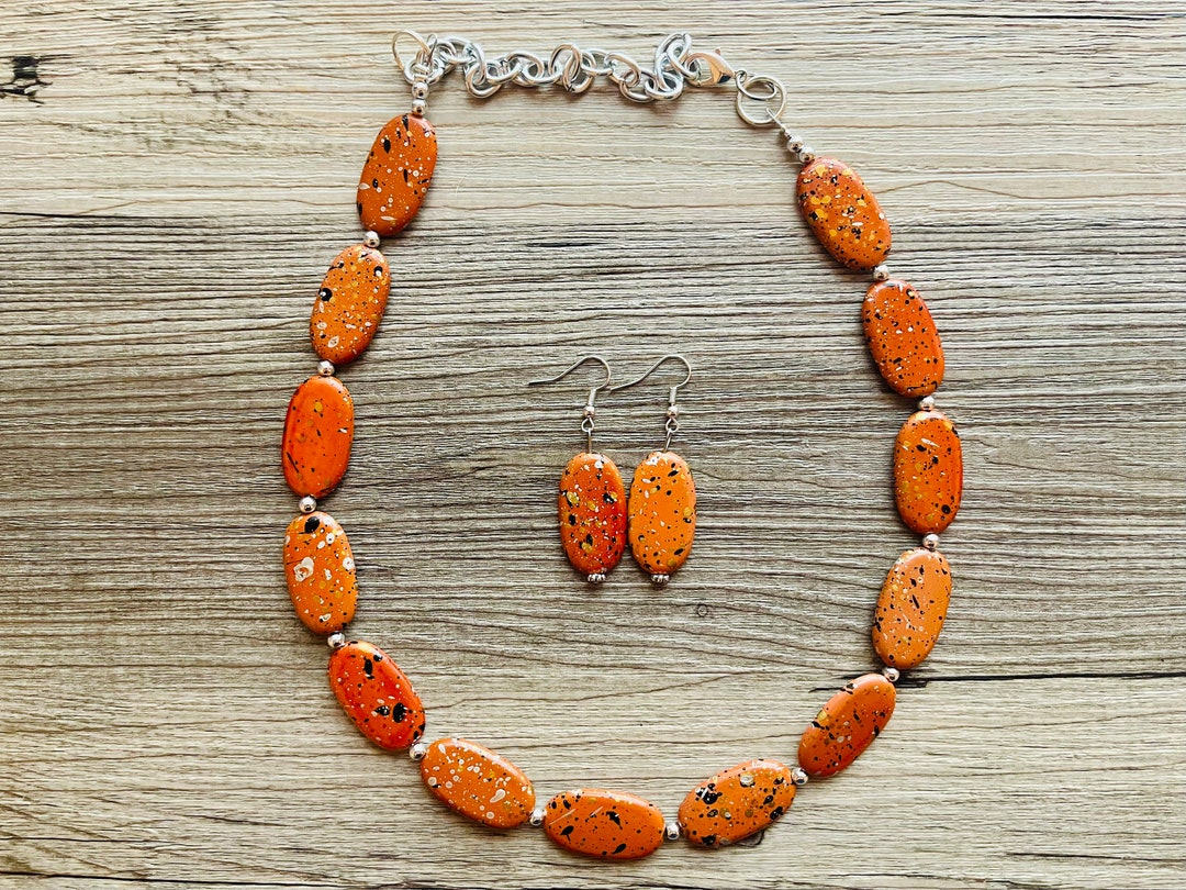 Burnt Orange Metal Concentric Necklace main image 1