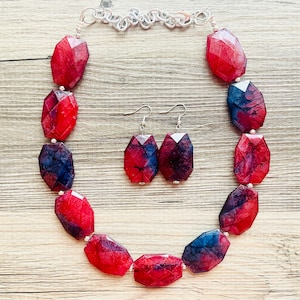 Blue and red necklace hot sale