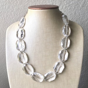 Single Strand Clear Crystal Statement Necklace, clear jewelry, resin necklace, resin jewelry set, resin earrings, wedding jewelry
