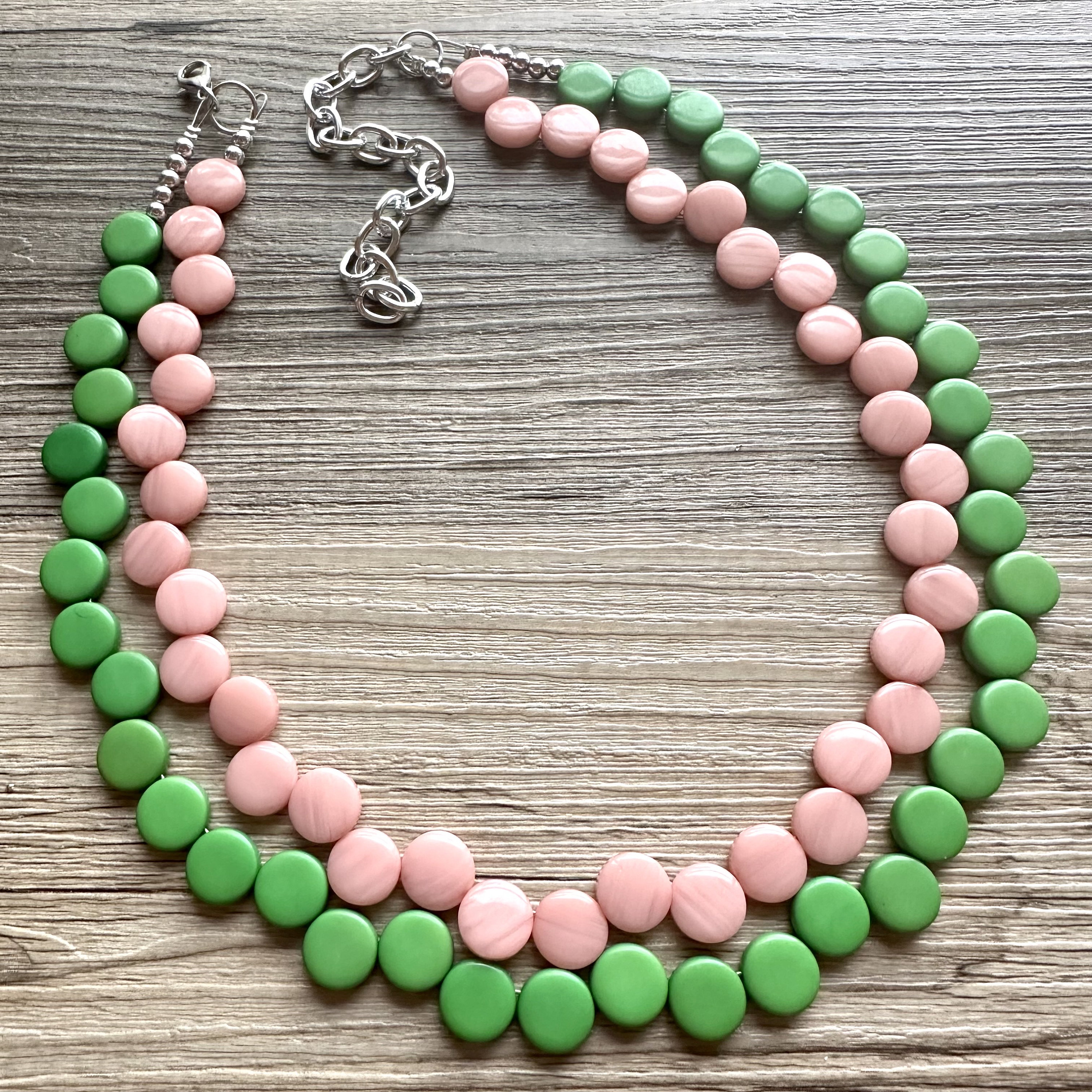 Junk Chain - Pink/Green ?? Glittery Lime Green TRASH Necklace: Drippy Acrylic Word  main image 2