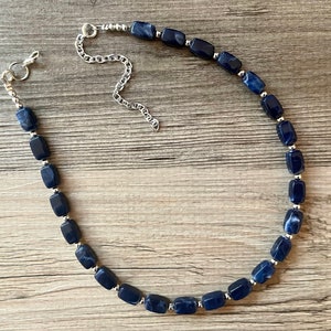Navy Blue Chunky Statement Necklace, single strand necklace, blue necklace, dark blue necklace, navy blue wedding, bridesmaid necklace