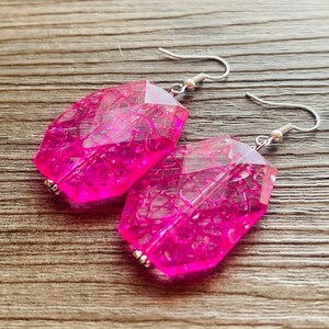 Hot Pink Rock Candy Single Statement Necklace, Earrings Chunky Jewelry ...