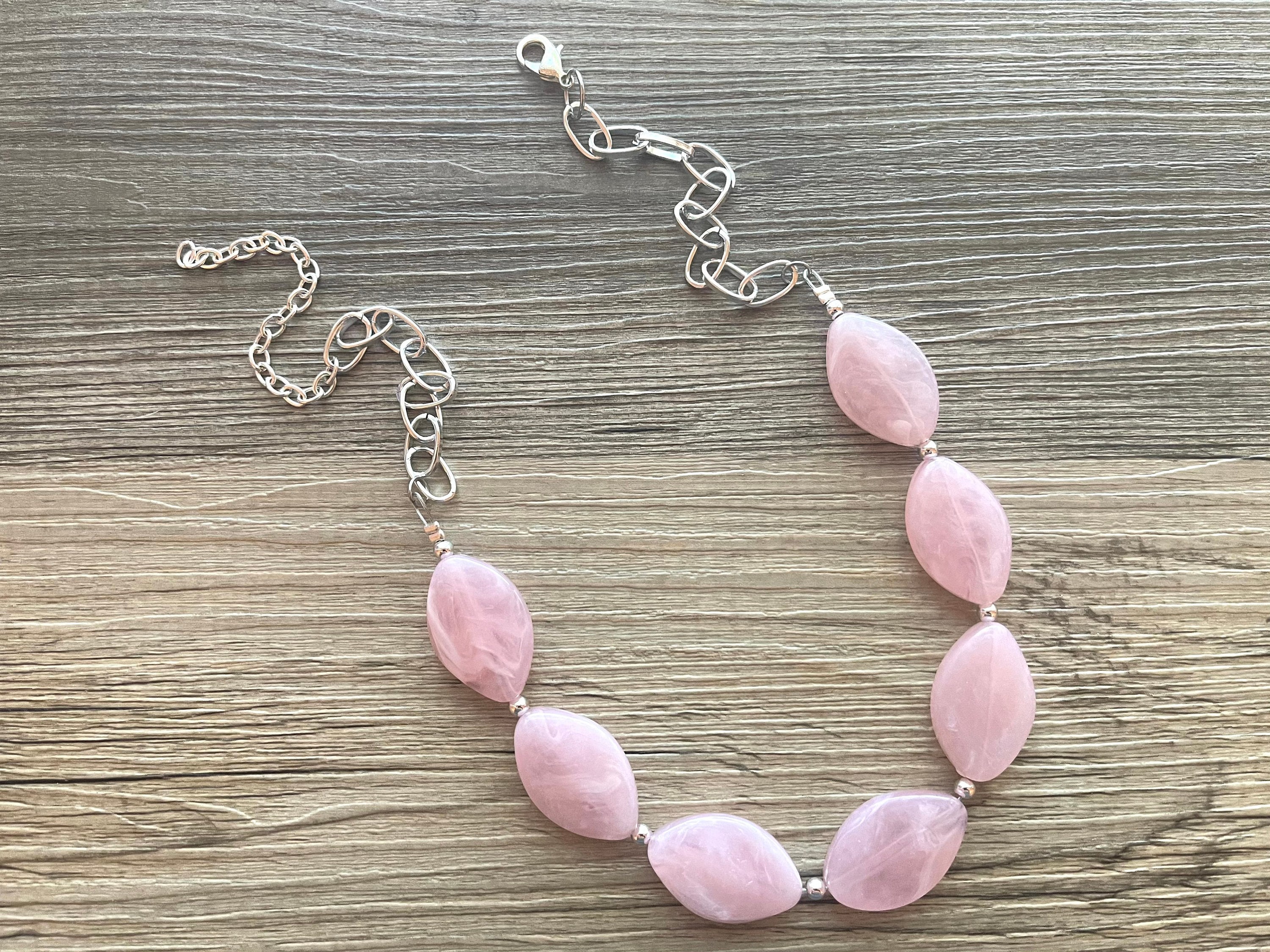 Light Pink Statement Necklace & Earrings Pink Jewelry Your - Etsy