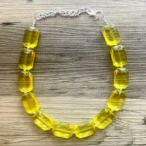 Single Strand sunshine Yellow Big Beaded Statement Necklace, bright yellow necklace, yellow jewelry set, yellow earrings