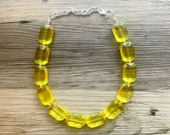 Single Strand sunshine Yellow Big Beaded Statement Necklace, bright yellow necklace, yellow jewelry set, yellow earrings