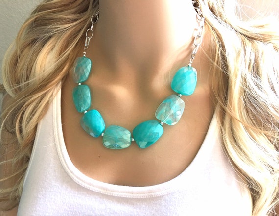 Resin Mint Green Statement Necklace Earrings Mint Green Etsy UK