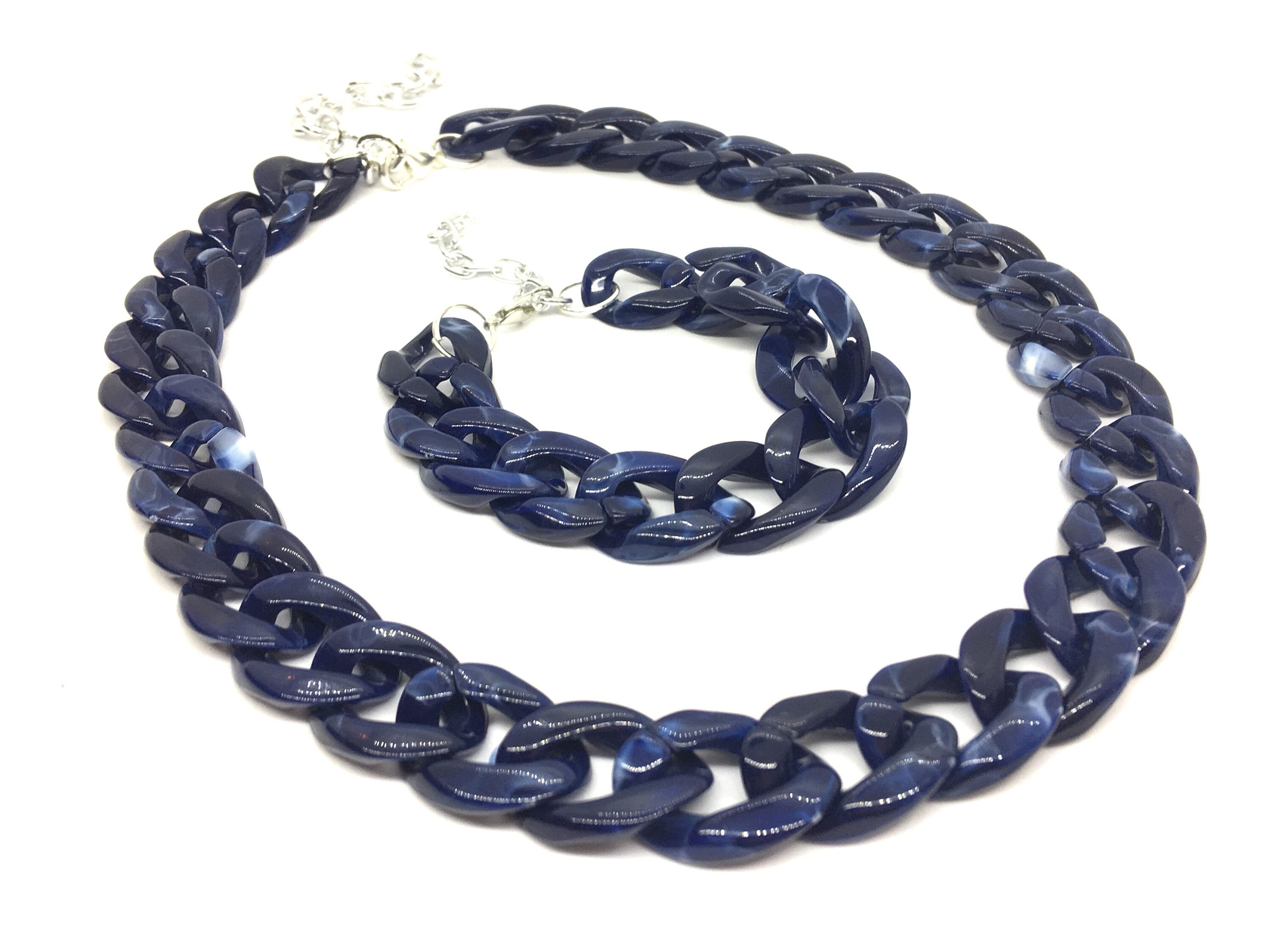 Navy Blue Chunky Statement Necklace 