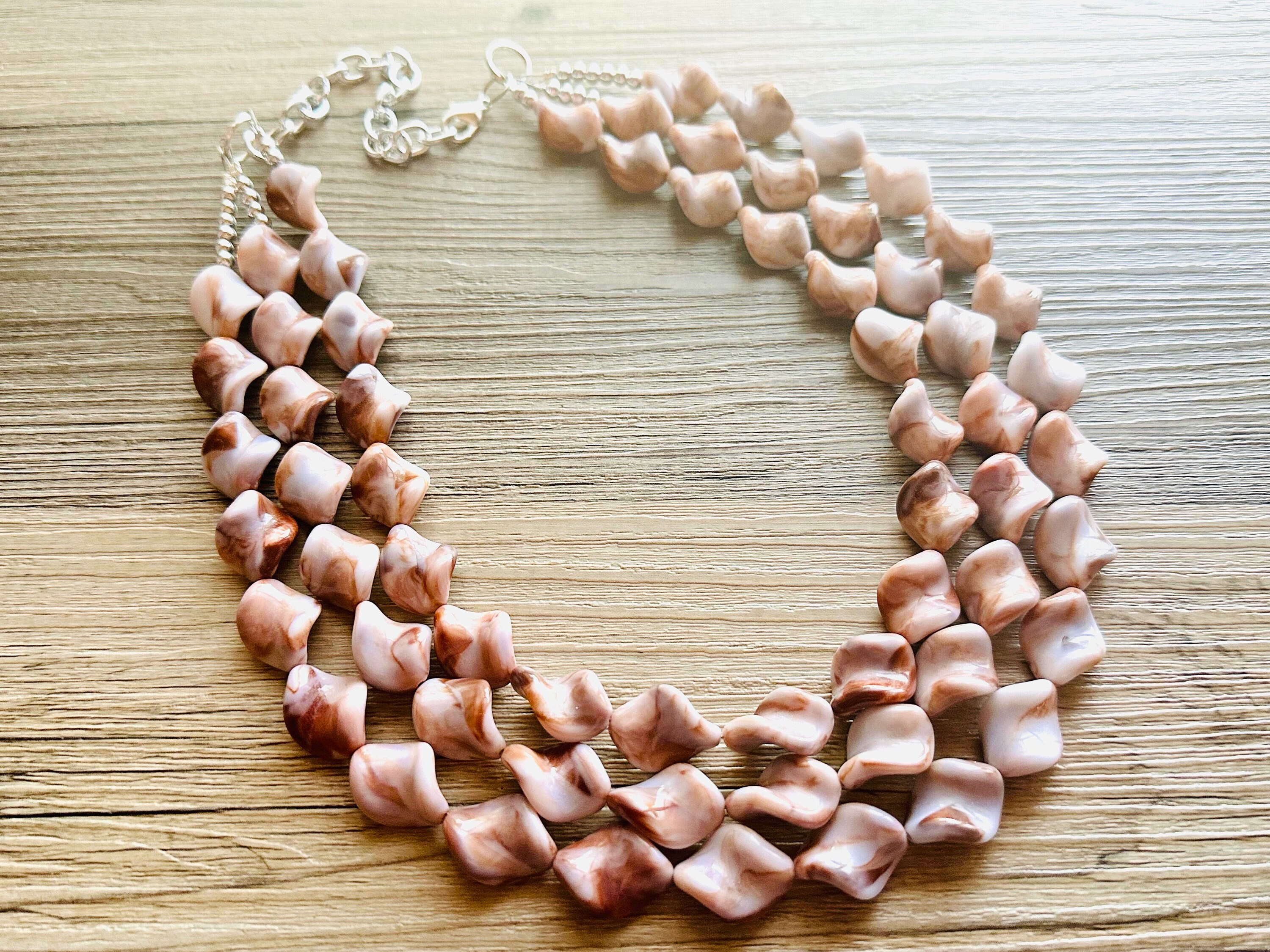 Hot Fudge 3 Strand Statement Necklace, Chunky Brown Twist