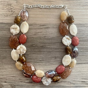 Caramel Macchiato chunky necklace, brown beaded jewelry, resin beaded necklace brown beaded necklace, cinnamon necklace tan champagne