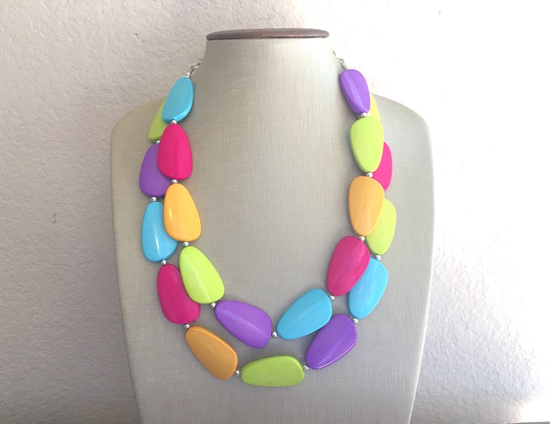 Fiesta Rainbow Beaded Necklace rainbow jewelry Chunky statement necklace big beaded necklace Colorful Jewelry rainbow baby