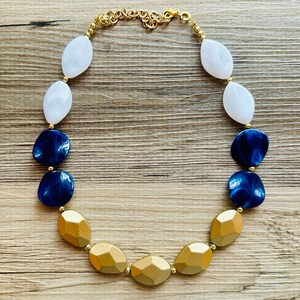 navy blue dress gold necklace 2-Piece Jacket Dress with Detachable Necklace, Navy/Yellow Dressbarn