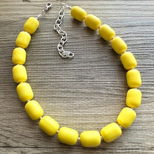 Big Bead yellow Necklace, Single Strand Statement Jewelry, bright yellow Chunky bib bridesmaid, yellow jewelry, yellow necklace beaded