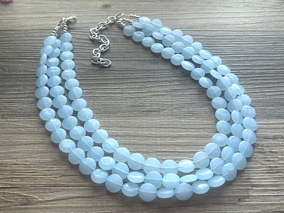 Baby blue statement necklace sale