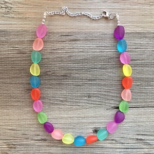 Collana con 1 filo di perline arcobaleno, gioielli colorati, collana vistosa, collana con caramelle gommose, gioielli arcobaleno, coriandoli arcobaleno per bambini