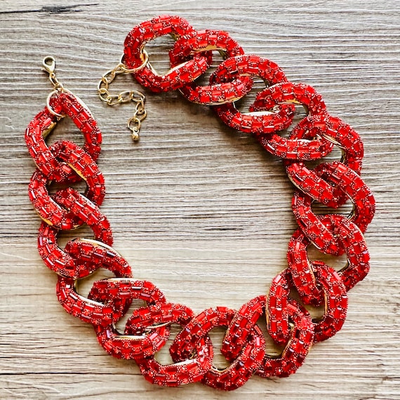 Red rhinestone necklace deals