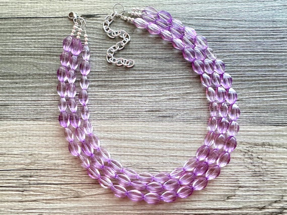 First Date Lavender Statement Necklace, triple st… - image 5