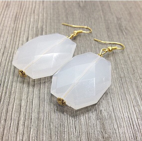 White Gem Drop Earrings Etsy Australia