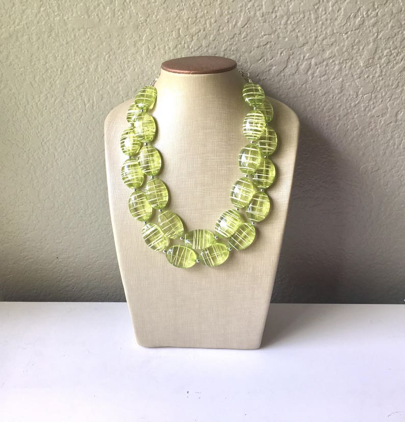 Lime Green statement necklace chunky green necklace double Etsy Polska