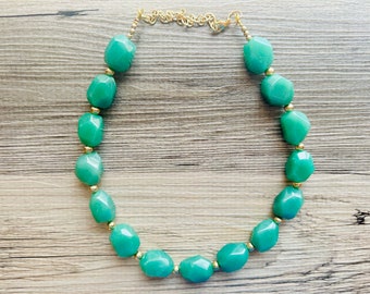 Klaver groen gepolijste agaat edelsteen ketting groen gouden statement ketting sieraden, lange kralen statement gelaagdheid ketting edelsteen
